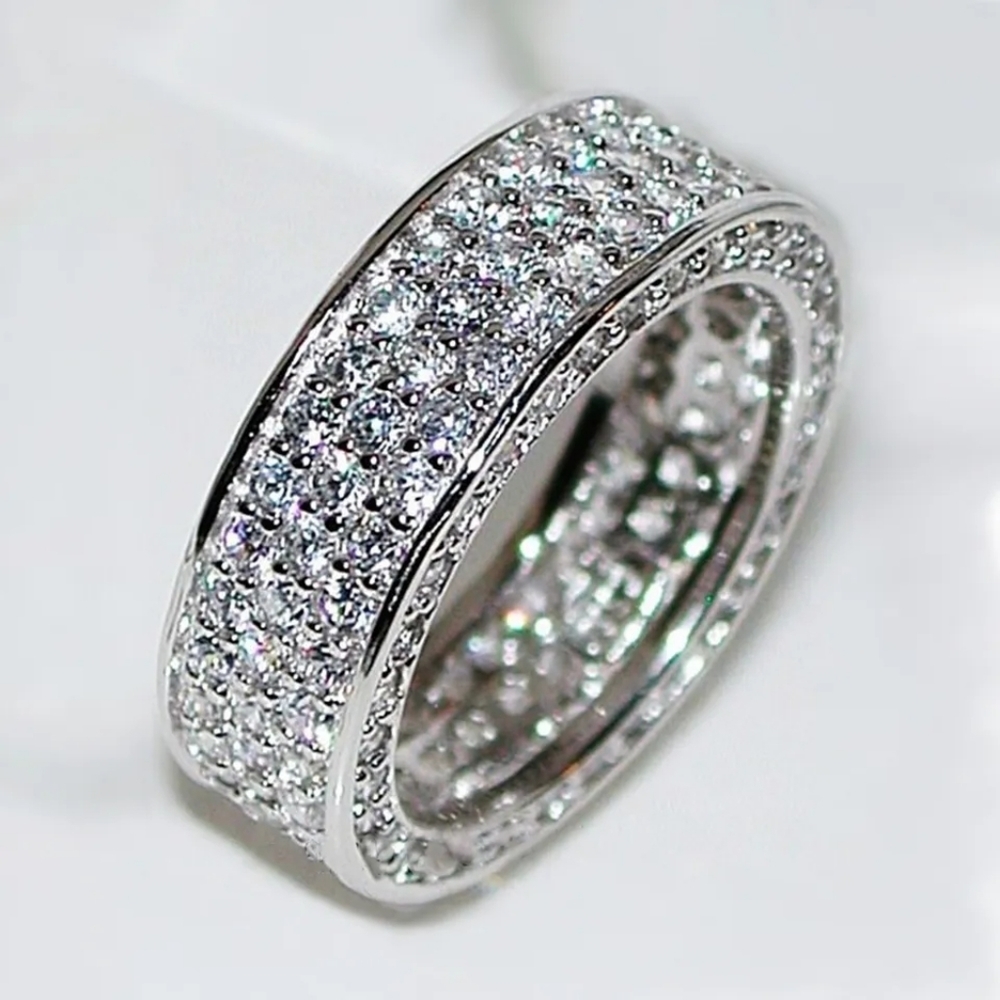 Pavé Crystal Sterling-Color Eternity Band - Silver